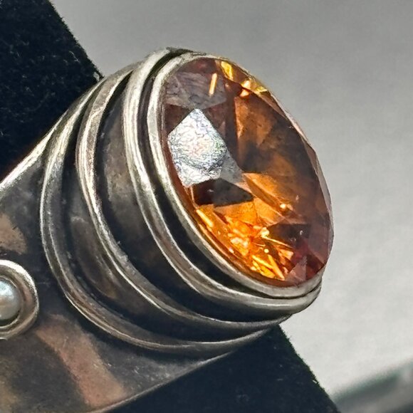 Citrine Gemstone Ring on Sterling Silver Band Size 5 8.93 g - Picture 1 of 14